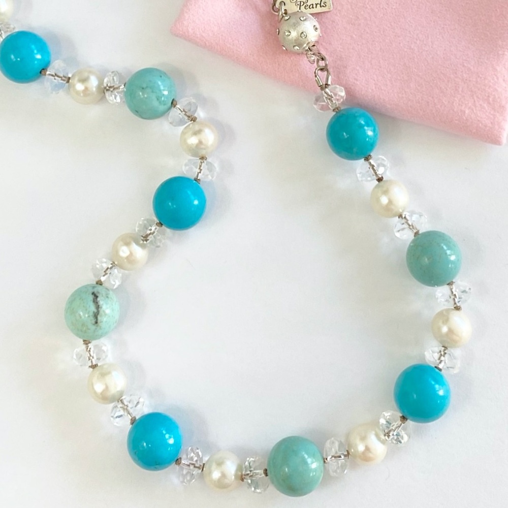 Turquoise, Pearl & Quartz Necklace - Picture 4 of 5